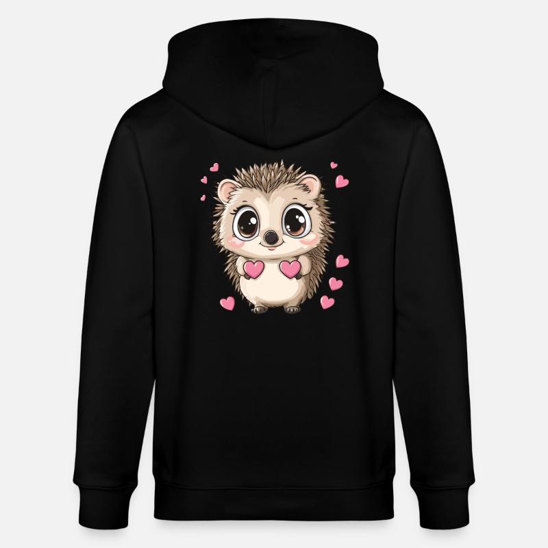 Igel mit Herzen - Stanley/Stella Unisex Bio-Kapuzenjacke CULTIVATOR  - Schwarz