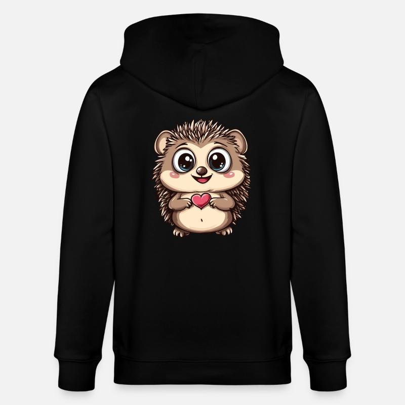 Igel mit Herz - Stanley/Stella Unisex Bio-Kapuzenjacke CULTIVATOR  - Schwarz
