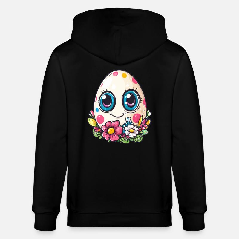 Fröhliches Punkte-Ei - Stanley/Stella Unisex Bio-Kapuzenjacke CULTIVATOR  - Schwarz
