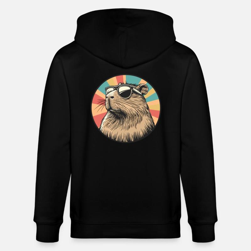 Rétro Capybara Coolness - Veste à capuche bio CULTIVATOR Stanley/Stella Unisexe - noir