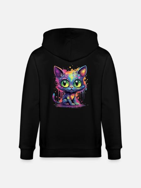 Bunte Neon Katze - Stanley/Stella Unisex Bio-Kapuzenjacke CULTIVATOR  - Schwarz