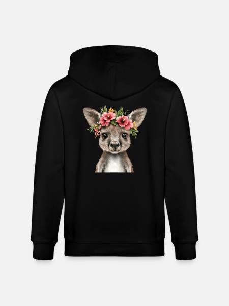 Blumenkänguru mit Blick - Stanley/Stella Unisex Bio-Kapuzenjacke CULTIVATOR  - Schwarz