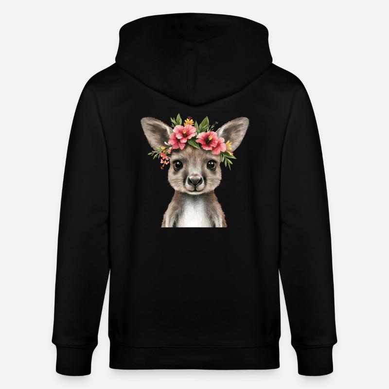 Blumenkänguru mit Blick - Stanley/Stella Unisex Bio-Kapuzenjacke CULTIVATOR  - Schwarz