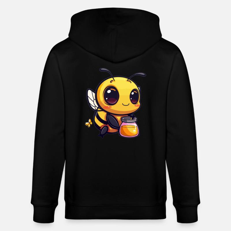 Honigbiene mit Glas - Stanley/Stella Unisex Bio-Kapuzenjacke CULTIVATOR  - Schwarz