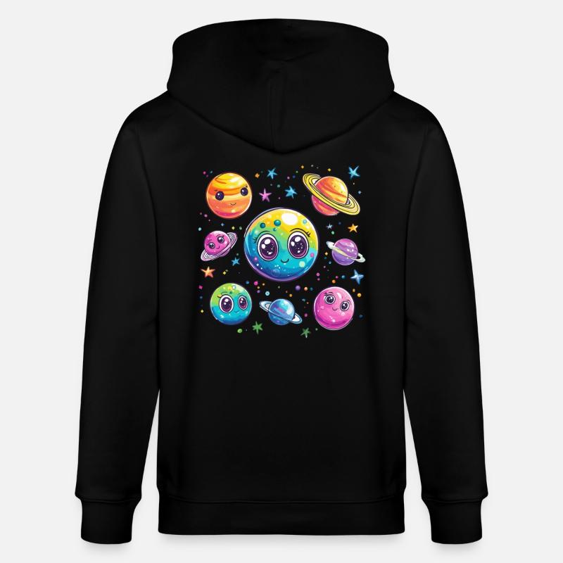 Bunte Planetenfreunde - Stanley/Stella Unisex Bio-Kapuzenjacke CULTIVATOR - Schwarz