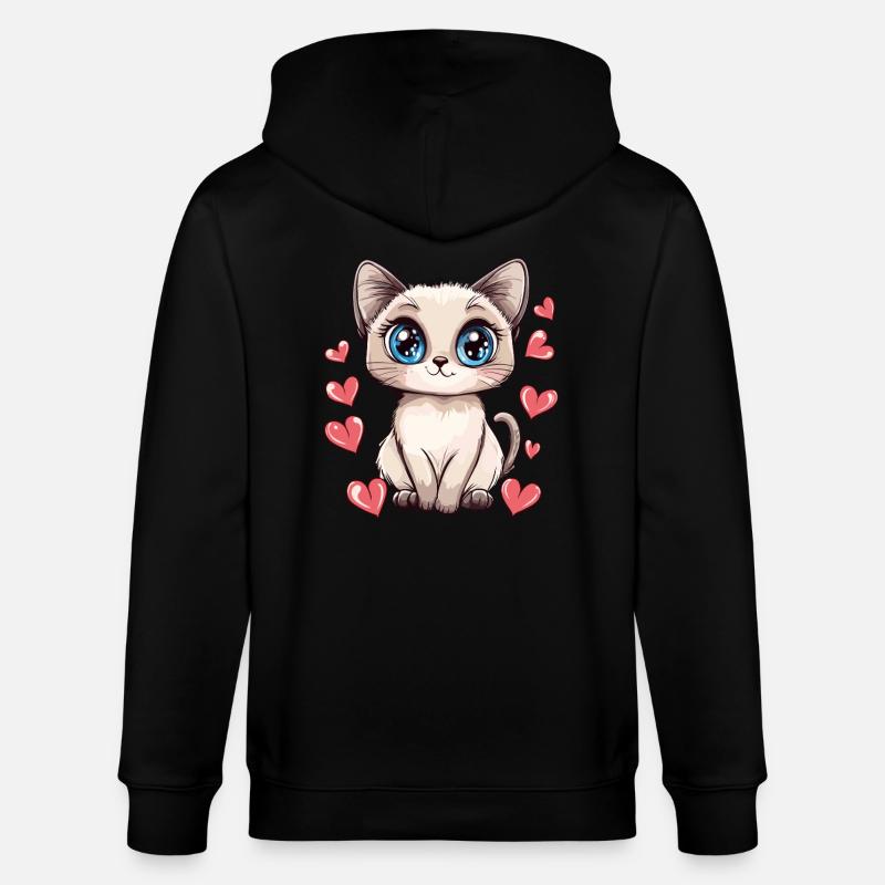 Katze mit Herzchenblick - Stanley/Stella Unisex Bio-Kapuzenjacke CULTIVATOR  - Schwarz