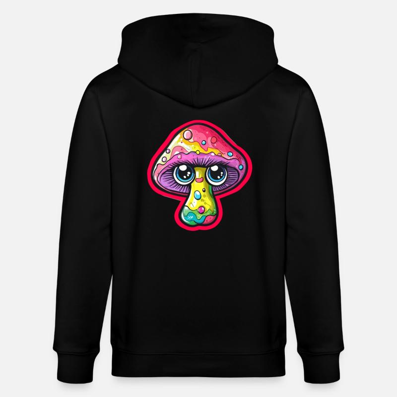 Bunter Pilz mit Augen - Stanley/Stella Unisex Bio-Kapuzenjacke CULTIVATOR - Schwarz