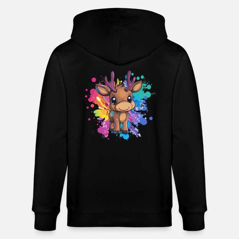 Rehkitz auf Farbexplosion - Stanley/Stella Unisex Bio-Kapuzenjacke CULTIVATOR  - Schwarz