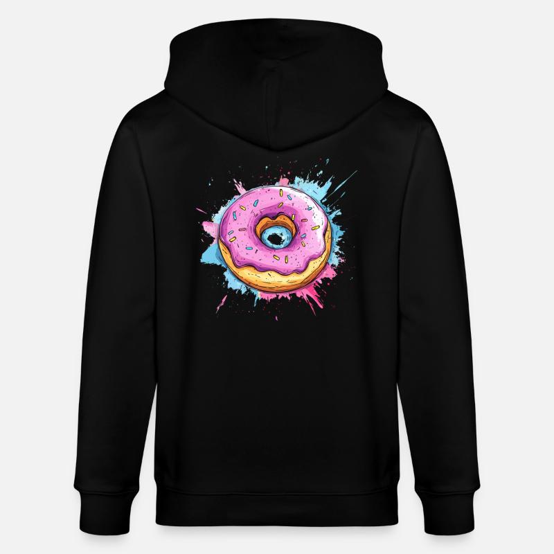 Beignet avec glaçage rose - Veste à capuche bio CULTIVATOR Stanley/Stella Unisexe - noir