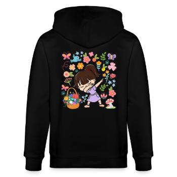Dabbing Girl Hippie Blumenstrauß Korb Frühling - Stanley/Stella Unisex Bio-Kapuzenjacke CULTIVATOR  - Schwarz - Hinten - Anna (173cm)