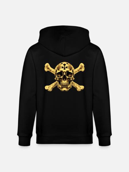 Golden Pirate Skull ☠ - Stanley/Stella CULTIVATOR Unisex Organic Hooded Jacket - black