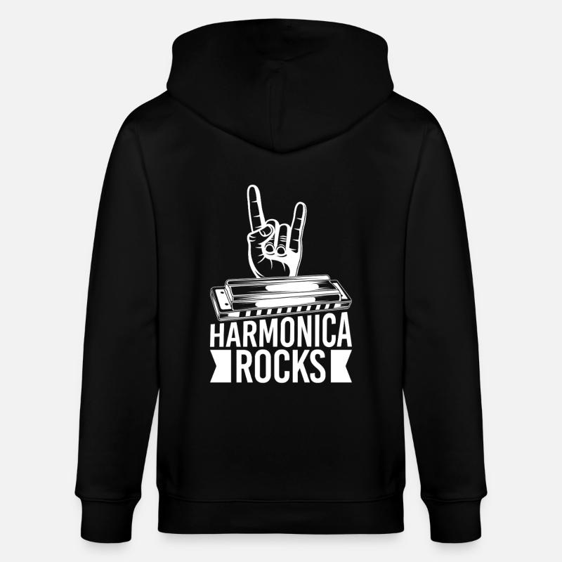 Harmonica Musican Rocks Harmonica - Stanley/Stella CULTIVATOR  Unisex Organic Hooded Jacket - black