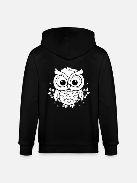 Cute Kids Owl - Stanley/Stella CULTIVATOR Unisex Organic Hooded Jacket - black
