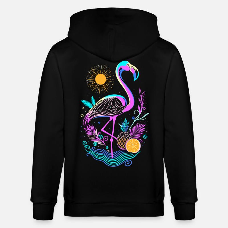 Flamingo Ananas Früchte - Stanley/Stella Unisex Bio-Kapuzenjacke CULTIVATOR  - Schwarz
