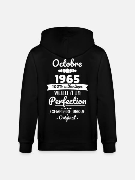 60th Birthday - October 1965 Original - Stanley/Stella CULTIVATOR  Unisex Organic Hooded Jacket - black