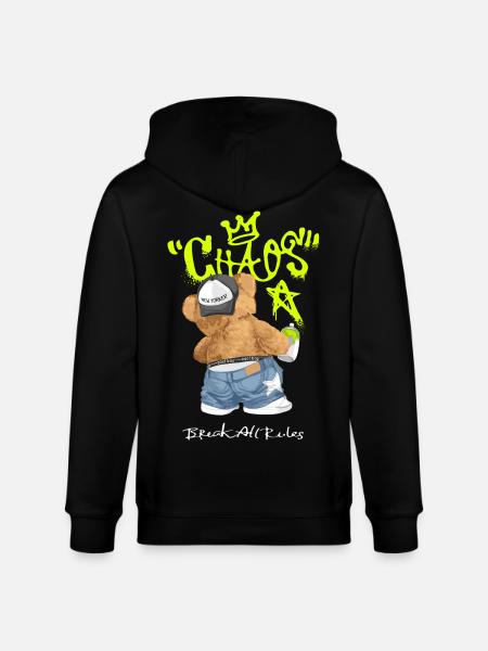 Chaos Bear Graffiti Break All Rules - Stanley/Stella CULTIVATOR  Unisex Organic Hooded Jacket - black