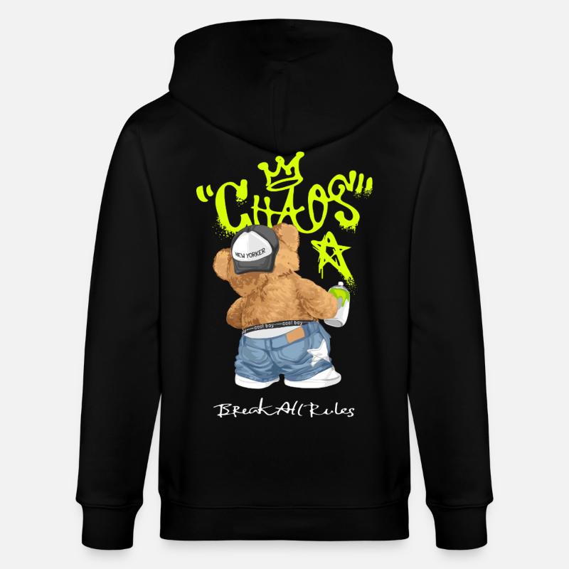 Chaos Bär Graffiti Break All Rules - Stanley/Stella Unisex Bio-Kapuzenjacke CULTIVATOR  - Schwarz