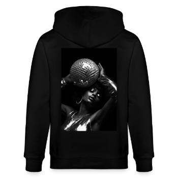 QUEEN VIBES - Stanley/Stella Unisex Bio-Kapuzenjacke CULTIVATOR  - Schwarz - Hinten - Anna (173cm)