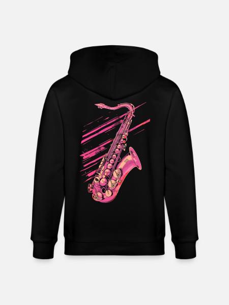 Saxophone 80s 90s - Stanley/Stella CULTIVATOR Unisex Organic Hooded Jacket - black