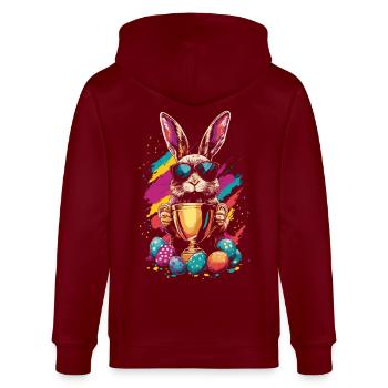 Osterhase Ostereier Eiersuche Gewinner Pokal - Stanley/Stella Unisex Bio-Kapuzenjacke CULTIVATOR  - Burgunderrot - Hinten - Anna (173cm)