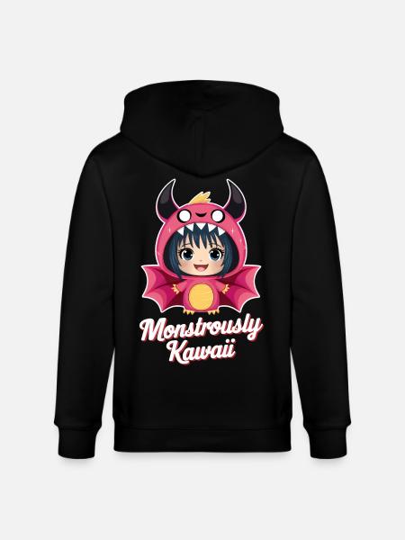 Anime-Mädchen im Monsteranzug - Stanley/Stella Unisex Bio-Kapuzenjacke CULTIVATOR  - Schwarz