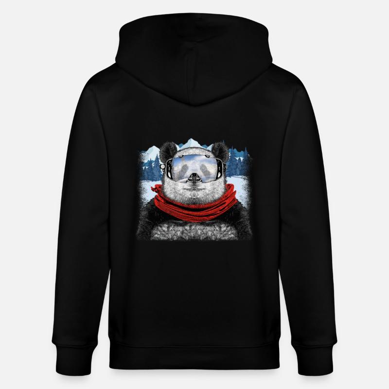 ski panda - Stanley/Stella Unisex Bio-Kapuzenjacke CULTIVATOR - Schwarz