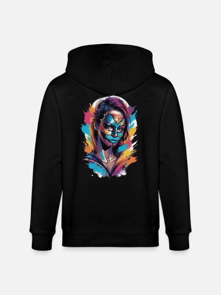 Colourfully veiled: The mask wearer - Stanley/Stella CULTIVATOR Unisex Organic Hooded Jacket - black