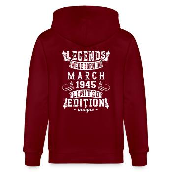 Anniversaire Mars 1945 année Edition Limitée - Veste à capuche bio CULTIVATOR Stanley/Stella Unisexe - bordeaux - Dos - Anna (173cm)