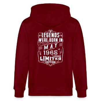 Anniversaire Mai 1965 Année Edition Limitée - Veste à capuche bio CULTIVATOR Stanley/Stella Unisexe - bordeaux - Dos - Anna (173cm)
