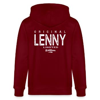 Lenny Tshirt personnalisé prénom lenny, Lenny - Veste à capuche bio CULTIVATOR Stanley/Stella Unisexe - bordeaux - Dos - Anna (173cm)