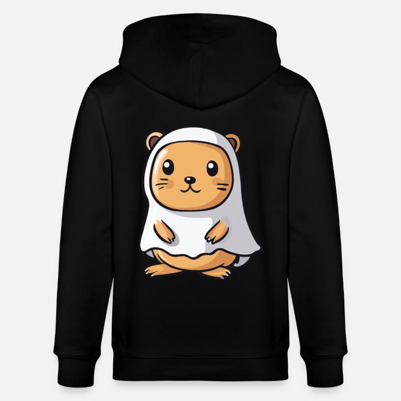 Beaver Halloween Comic Ghost - Stanley/Stella CULTIVATOR Unisex Organic Hooded Jacket - black