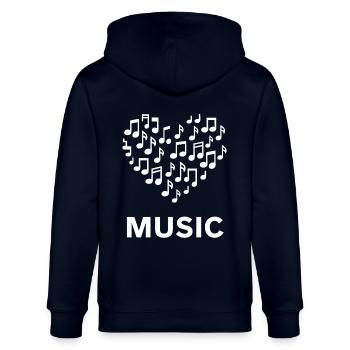 Herz und Musik musizieren mit Herz - Stanley/Stella Unisex Bio-Kapuzenjacke CULTIVATOR  - Navy - Hinten - Anna (173cm)