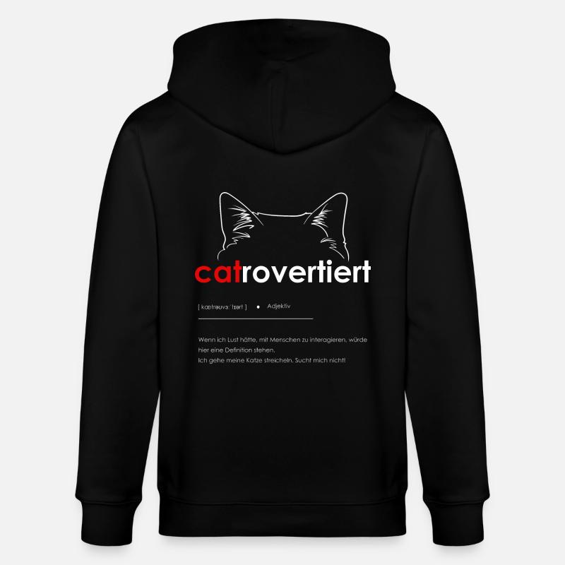 catrovertiert introvertierte Katzenmenschen - Stanley/Stella Unisex Bio-Kapuzenjacke CULTIVATOR  - Schwarz