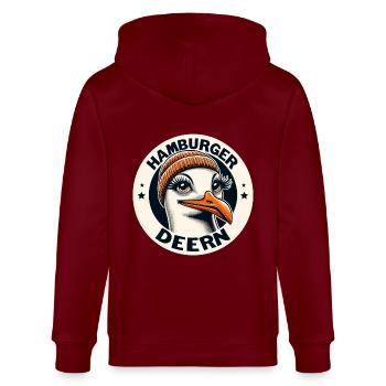 Hamburg Hamburger Deern Beanie Nordsee Möwe Lustig - Stanley/Stella Unisex Bio-Kapuzenjacke CULTIVATOR  - Burgunderrot - Hinten - Anna (173cm)