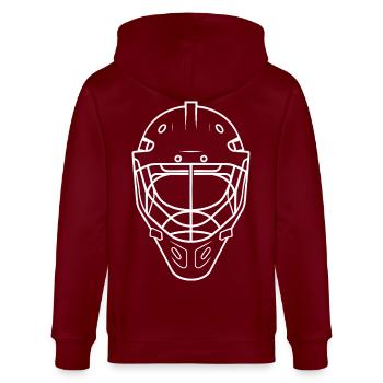 Eishockey Helm Line Art - Stanley/Stella Unisex Bio-Kapuzenjacke CULTIVATOR  - Burgunderrot - Hinten - Anna (173cm)