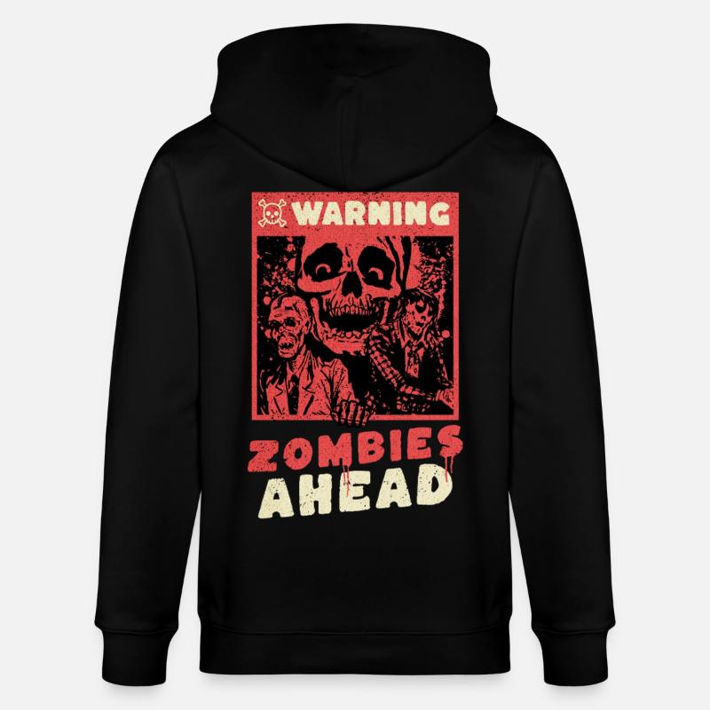 Horror - Warning Zombies Ahead - Stanley/Stella Unisex Bio-Kapuzenjacke CULTIVATOR  - Schwarz