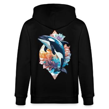 Faszination Orca: Die majestätischen Jäger - Stanley/Stella Unisex Bio-Kapuzenjacke CULTIVATOR  - Schwarz - Hinten - Anna (173cm)
