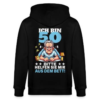 ICH BIN 50 BITTE HELFEN SIE MIR AUS DEM BETT - Stanley/Stella Unisex Bio-Kapuzenjacke CULTIVATOR  - Schwarz - Hinten - Anna (173cm)