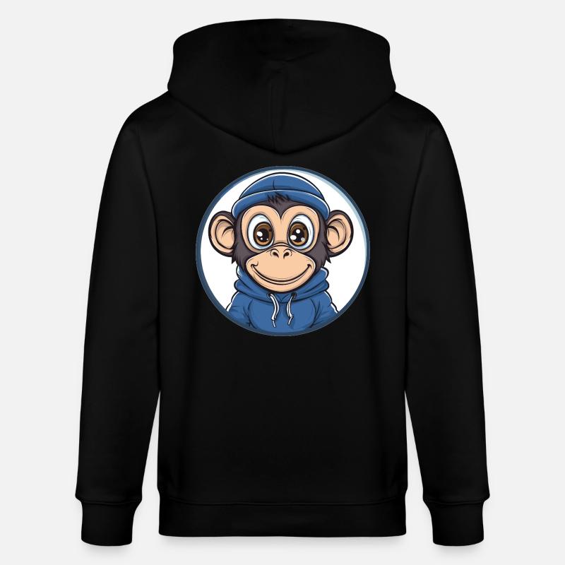 Cooler Affe mit Kapuze - Stanley/Stella Unisex Bio-Kapuzenjacke CULTIVATOR  - Schwarz