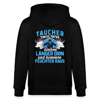 Taucher sind länger drin - Stanley/Stella Unisex Bio-Kapuzenjacke CULTIVATOR  - Schwarz - Hinten - Anna (173cm)
