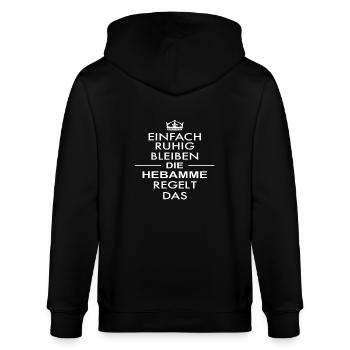 DIE HEBAMME - Stanley/Stella Unisex Bio-Kapuzenjacke CULTIVATOR  - Schwarz - Hinten - Anna (173cm)