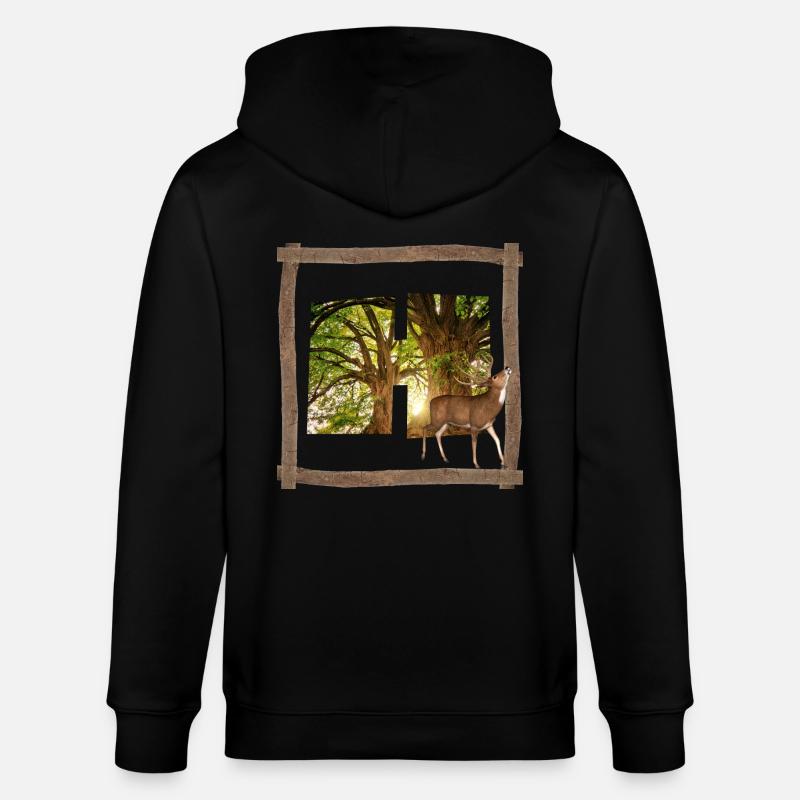 wald mit hirsch h - Stanley/Stella Unisex Bio-Kapuzenjacke CULTIVATOR  - Schwarz