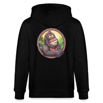 Lachender Gorilla Dschungel - Stanley/Stella Unisex Bio-Kapuzenjacke CULTIVATOR  - Schwarz - Hinten - Anna (173cm)