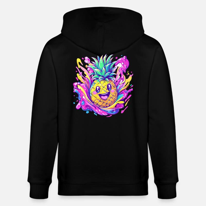 Explosion d’ananas heureuse - Veste à capuche bio CULTIVATOR Stanley/Stella Unisexe - noir
