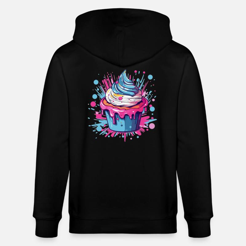 Bunter Cupcake Pop-Art - Stanley/Stella Unisex Bio-Kapuzenjacke CULTIVATOR  - Schwarz