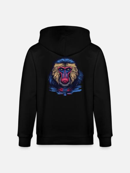 Mandrill Affe im Spiegel - Stanley/Stella Unisex Bio-Kapuzenjacke CULTIVATOR - Schwarz