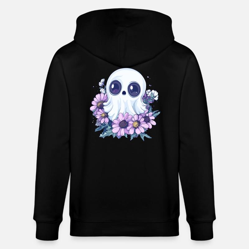 Fantôme avec des fleurs - Veste à capuche bio CULTIVATOR Stanley/Stella Unisexe - noir