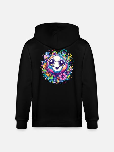 Bunter Fußball mit Blumen - Stanley/Stella Unisex Bio-Kapuzenjacke CULTIVATOR  - Schwarz