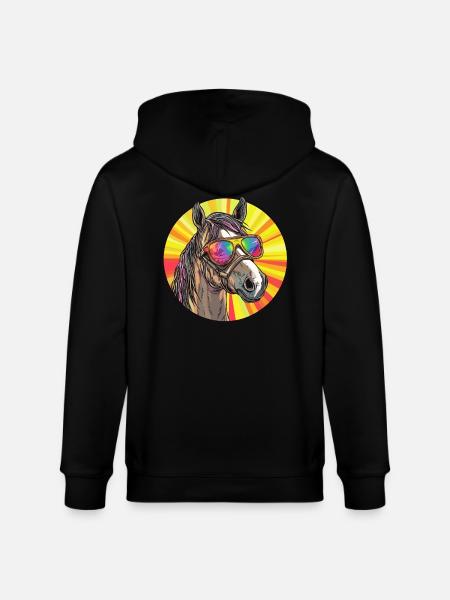 Pferd mit Sonnenbrille - Stanley/Stella Unisex Bio-Kapuzenjacke CULTIVATOR - Schwarz