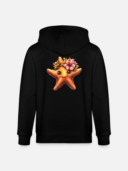 Seestern mit Blumenkranz - Stanley/Stella Unisex Bio-Kapuzenjacke CULTIVATOR  - Schwarz